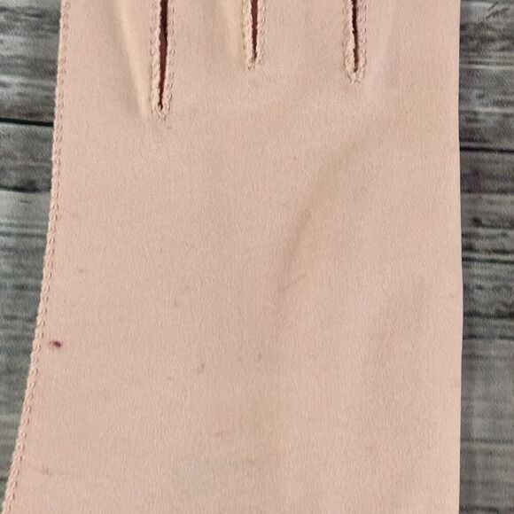 Vintage Crescendoe Pink Fabric Bridgerton Hand Gloves size 7 Stretch Tea Party - Picture 3 of 11